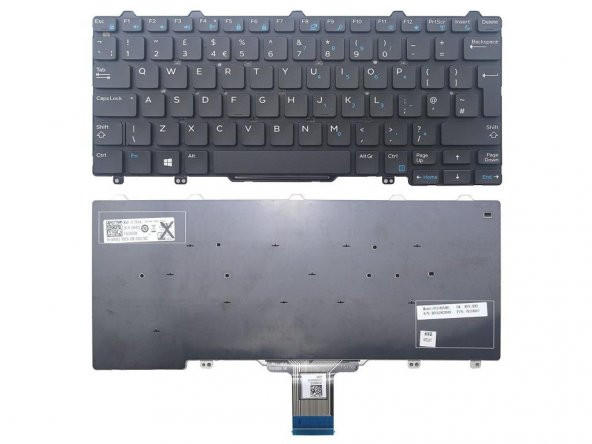 Dell Latitude 7380, 7389, 7390 Notebook Klavyesi - Siyah - TR - Resim 2