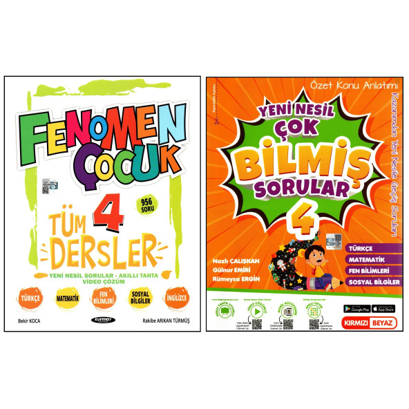 Fenomen+Kırmızı Beyaz 4. Sınıf Soru Bankası+Konu Özetli Çok Bilmiş Sorular 2 Kitap ürün görseli 1