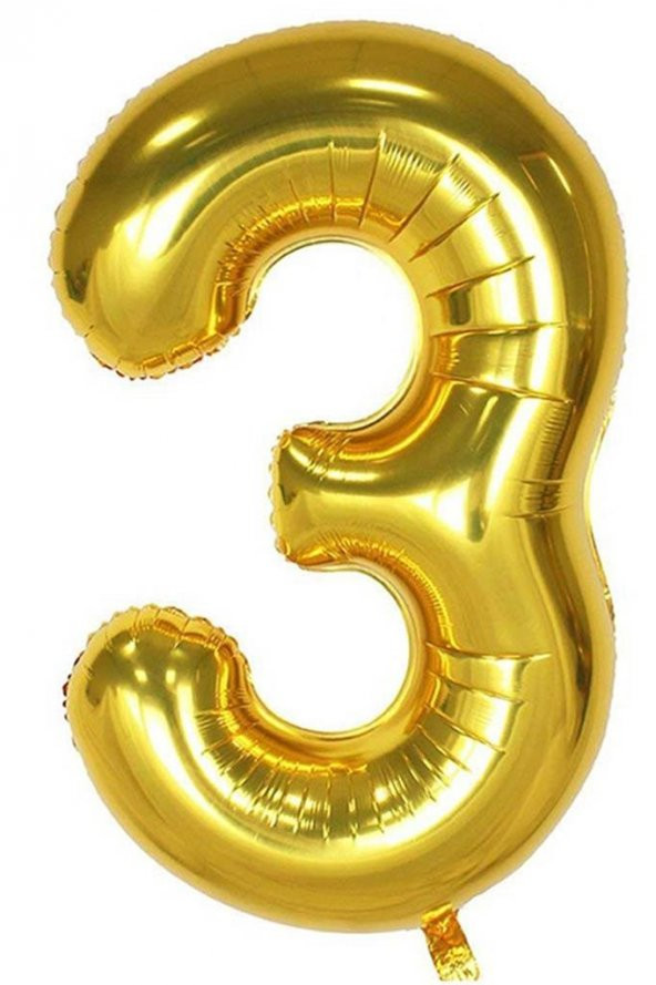 Beysüs Rakam Folyo Balon Gold 3 Rakam 40 İnç ürün görseli 1