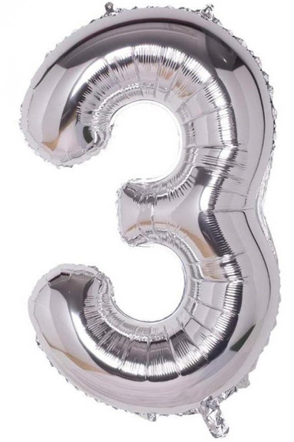 Beysüs Rakam Folyo Balon Gümüş 3 Rakam 40 İnç ürün görseli 1