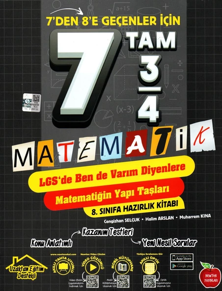Newton 8. Sınıf Matematik Hazırlık Kitabı 7 den 8 e Geçenler İçin ürün görseli 1