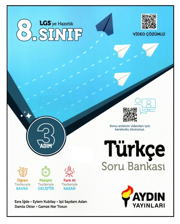 Aydın Yayınları 8. Sınıf LGS Türkçe 3 Adım Soru Bankası ürün görseli 1