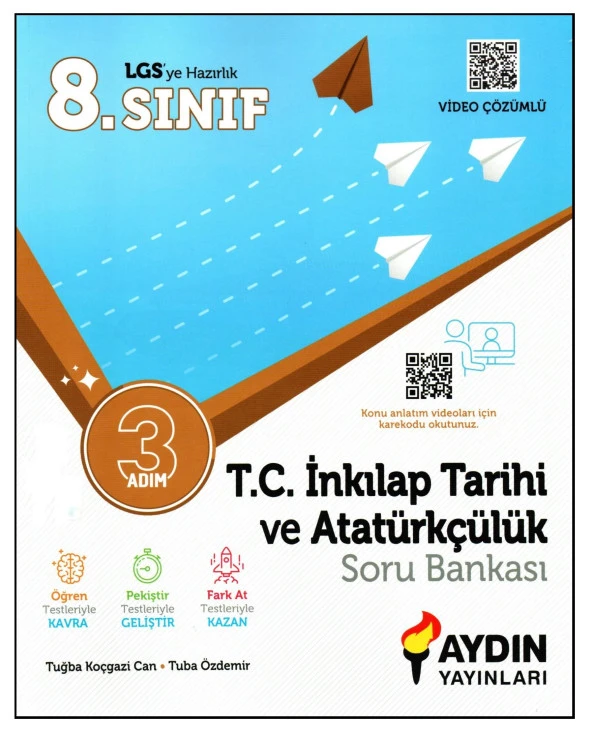 Aydın Yayınları 8. Sınıf LGS İnkılap Tarihi 3 Adım Soru Bankası ürün görseli 1