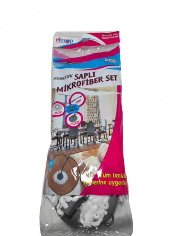 Elmop Döner Başlıklı Yedek Mop Seti - Mikrofiber Mop + Teleskobik Sap ürün görseli 1