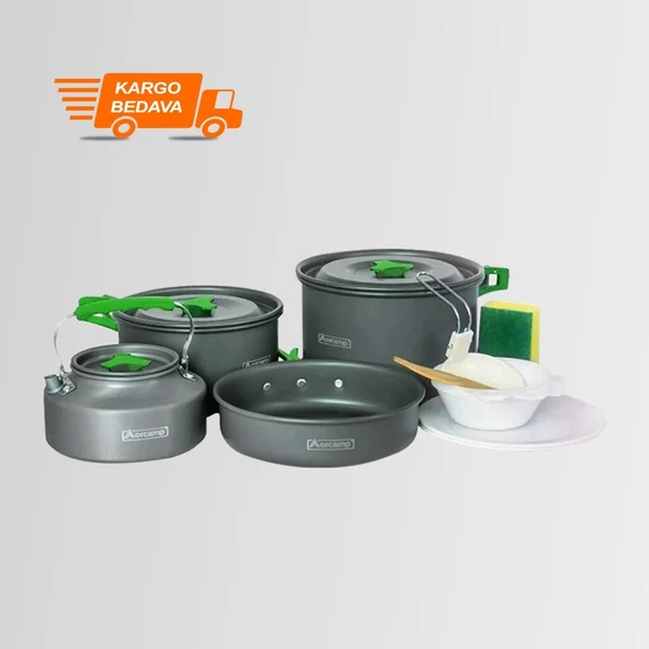 Orcamp OUT-1050 Outdoor Yemek Kapları -4'lü Kamp Tencere Tava Çaydanlık Seti ürün görseli 1