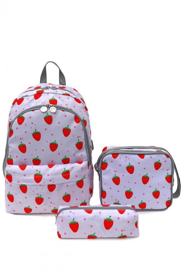Superbag Okul Çantası 3Lü Set Çilek ürün görseli 1