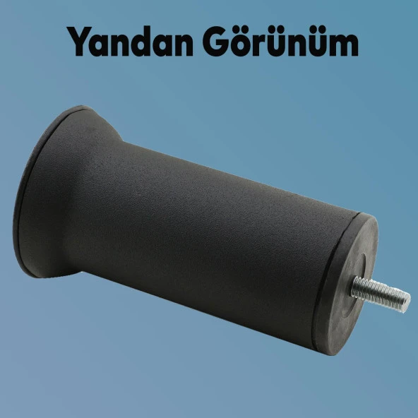 Mobilya Baza Çekyat Kanepe Koltuk Yükseltme Ayağı M8 Ince Diş Siyah Metal Ayakları 12 Cm 4 Adet ürün görseli 1