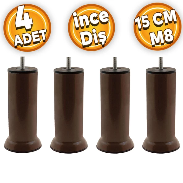 Mobilya Baza Kanepe Koltuk Çekyat Yükseltme Ayağı M8 Civatalı Ince Diş Metal Ayakları 15 Cm 4 Adet ürün görseli 1