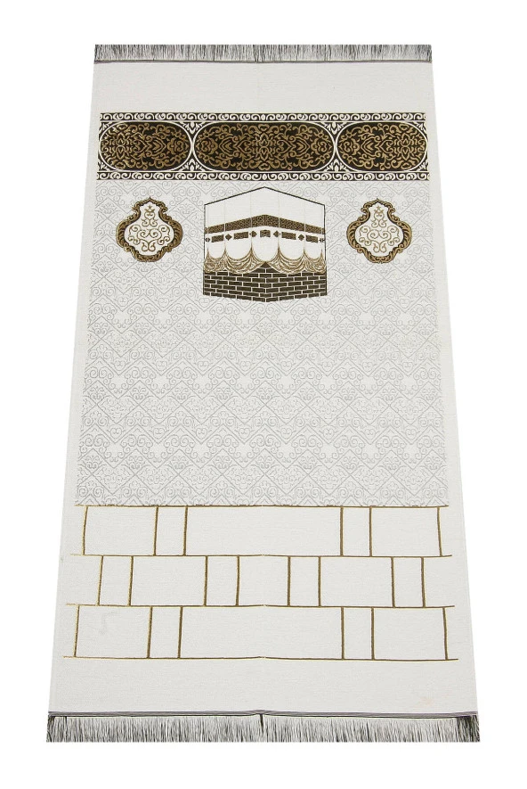 Kabe Desenli Şönil Seccade - Beyaz - Resim 4