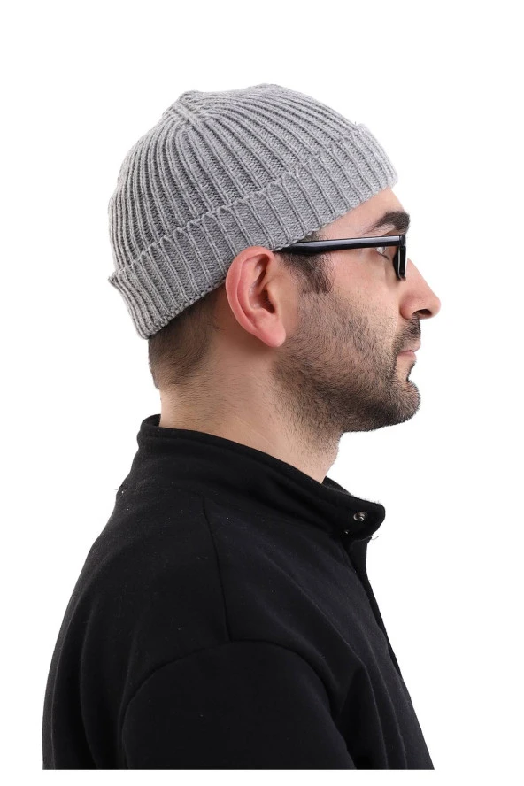 Orlon Katlamalı Takke - Gri - Resim 3