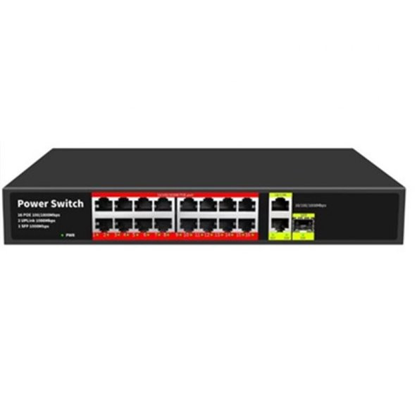POE-G1621SFP-300W 16 PORT GIGABIT+2XGB RJ45+1XSFP UPLINK POE RACKMOUNT SWITCH (REALTEK CHIPSET) ürün görseli 1