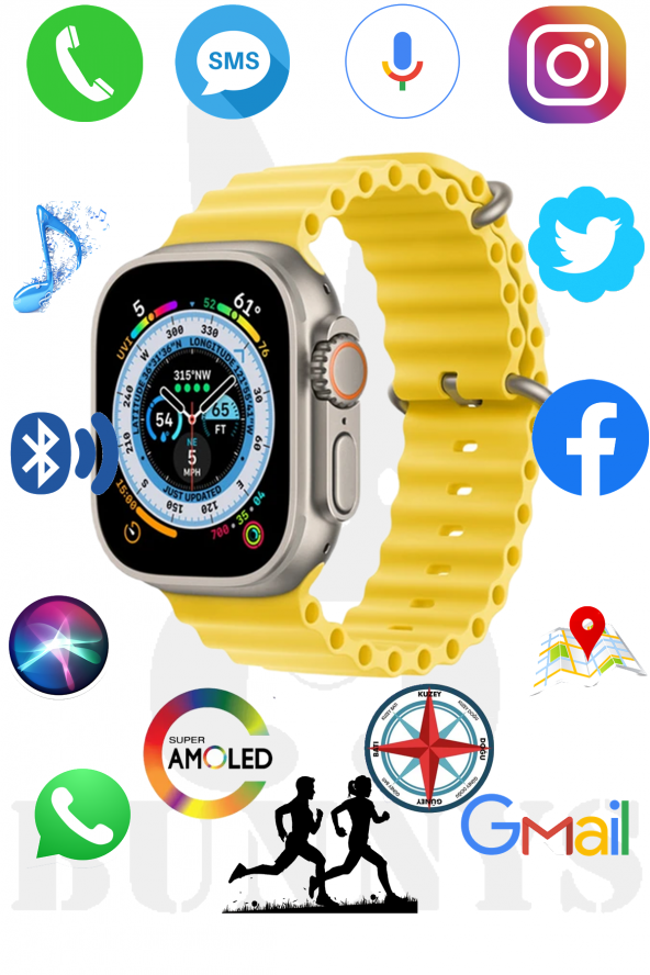 Apple iPhone Uyumlu Akıllı Saat Konuşma Özellikli Watch 8 Ultra 49MM AMOLED EKRAN ürün görseli 1