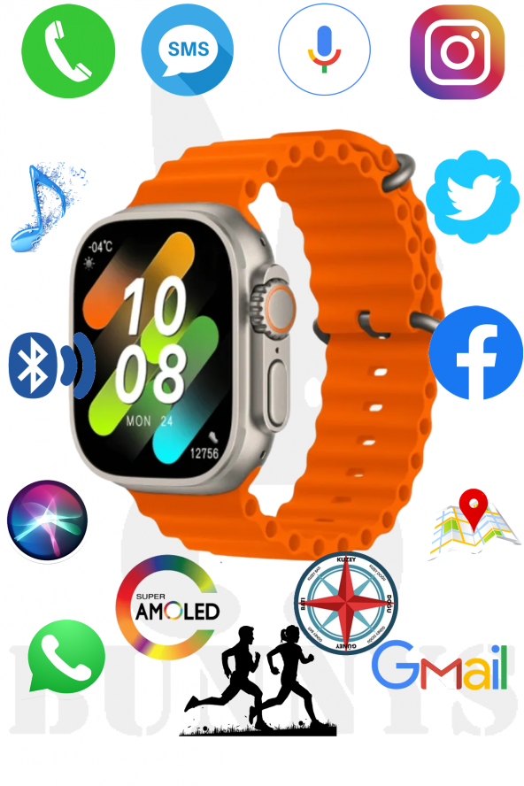 Apple iPhone Uyumlu Akıllı Saat Konuşma Özellikli Watch 8 Ultra 49MM AMOLED EKRAN ürün görseli 1