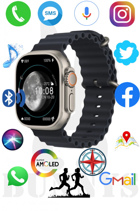 Apple iPhone Uyumlu Akıllı Saat Konuşma Özellikli Watch 8 Ultra 49MM AMOLED EKRAN ürün görseli 1