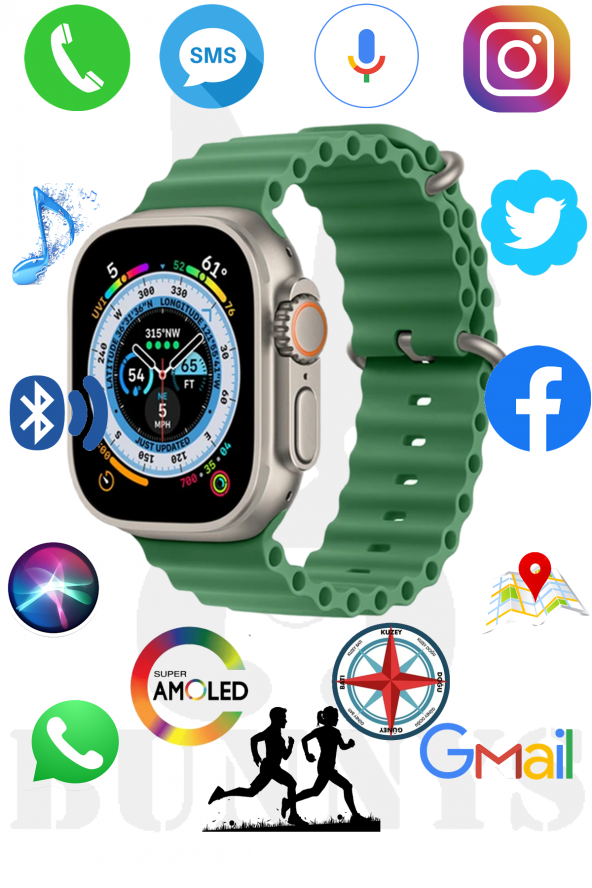 Samsung Uyumlu Akıllı Saat Konuşma Özellikli Watch 8 Ultra 49MM AMOLED EKRAN ürün görseli 1