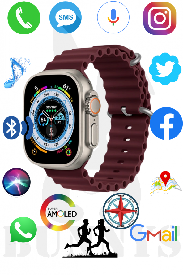 Samsung Uyumlu Akıllı Saat Konuşma Özellikli Watch 8 Ultra 49MM AMOLED EKRAN ürün görseli 1