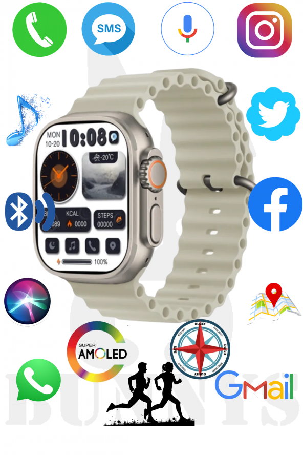 Samsung Uyumlu Akıllı Saat Konuşma Özellikli Watch 8 Ultra 49MM AMOLED EKRAN ürün görseli 1