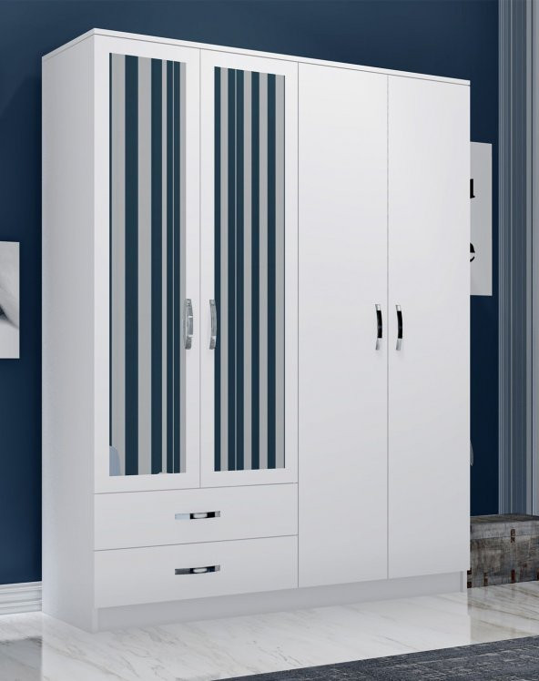 Metalia Gm 071 Novado 4 Kapılı 2 Çekmeceli Aynalı GarDolap ürün görseli 1
