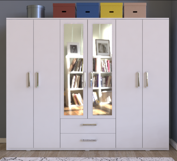 Metalia Gm318 Delüx 6 Kapılı 2 Çekmeceli Aynalı GarDolap ürün görseli 1
