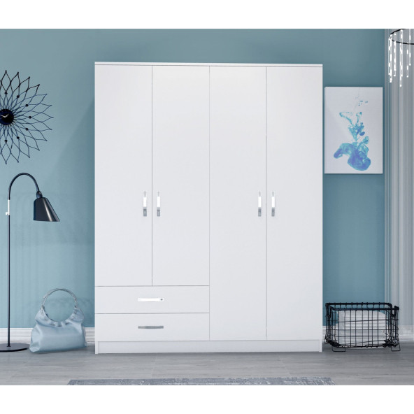 Metalia Gm 0080 Dekor 4 Kapılı 2 Çekmeceli Gardrop ürün görseli 1