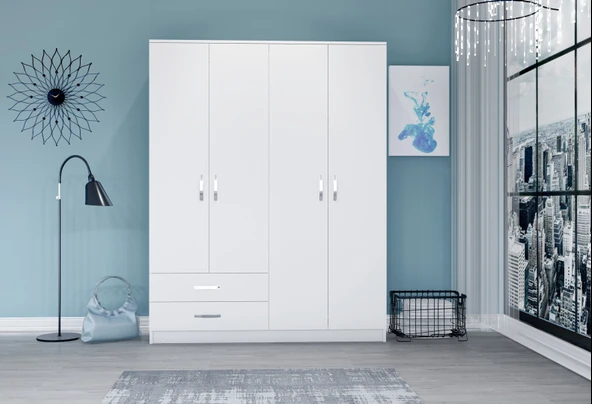Metalia Gm080 Dekor 4 Kapılı 2 Çekmeceli Gardrop ürün görseli 1
