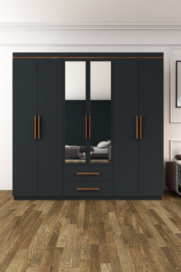 Metalia Gm820 Armina Lüx 6 Kapı 2 Çekmeceli Aynalı Gardırop ürün görseli 1