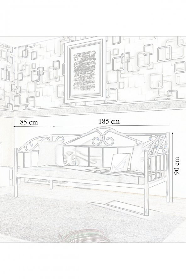 Metalia Gm401 Minderli Sedir Siyah - Resim 3