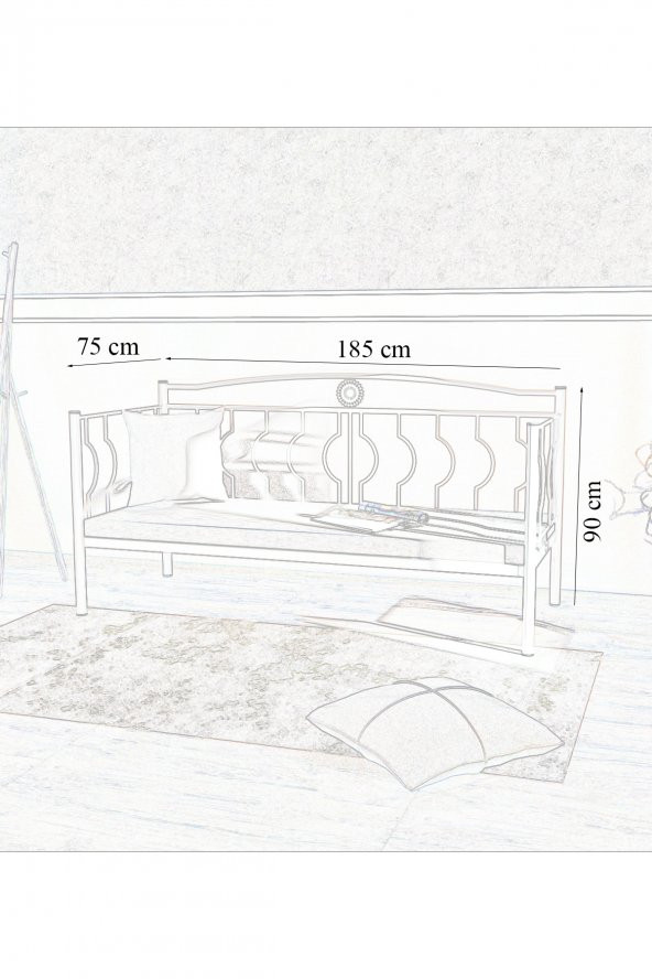 Metalia Gm 403 Elips Minderli Sofa Sedir Siyah - Resim 3