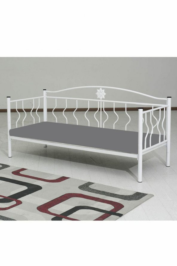 Metalia Elips Minderli Sofa Sedir Beyaz - Resim 2