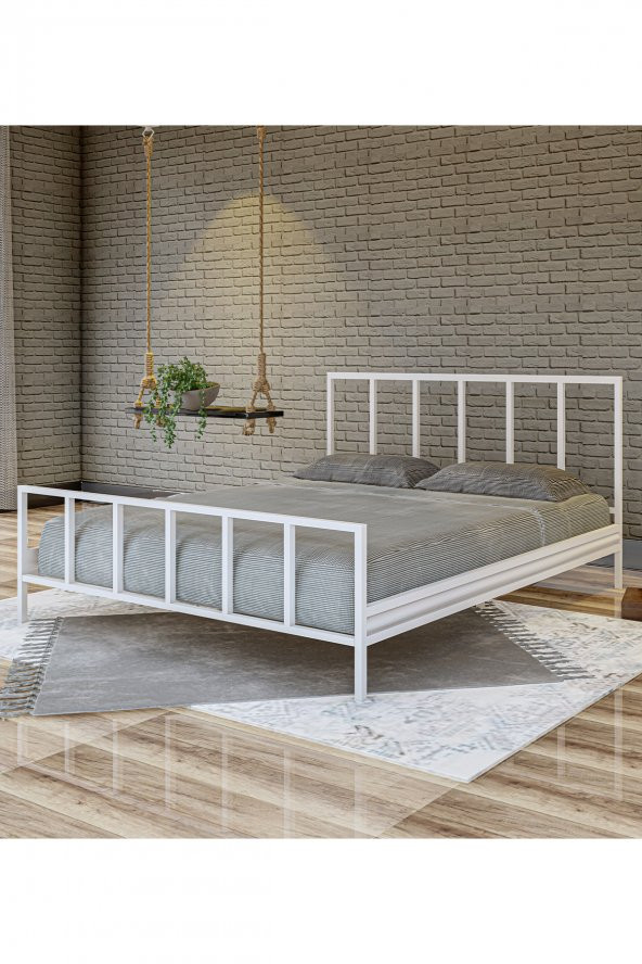 Metalia Gm 212 Vintage Çift Kişilik Metal Karyola Beyaz 140X190 ürün görseli 1