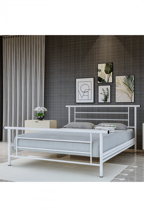 Metalia Gm 412 Zambak Çift Kişilik Metal Karyola Beyaz 140X190 ürün görseli 1