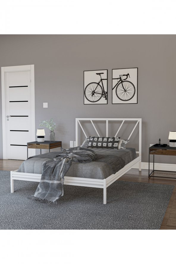Metalia Gm 228 Gözde Beyaz Duxlex Tek Kişilik Karyola 90X190 ürün görseli 1