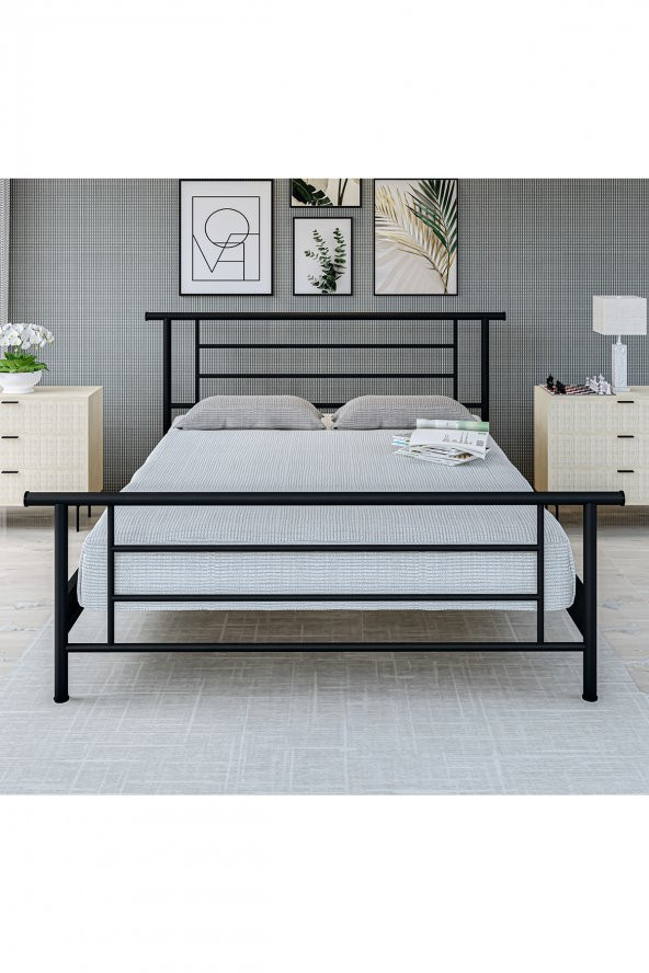 Metalia Gm 412 Zambak Çift Kişilik Metal Karyola  Siyah 160X200 ürün görseli 1