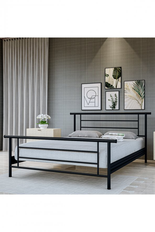 Metalia Gm 412 Zambak Çift Kişilik Metal Karyola Siyah 140X190 ürün görseli 1