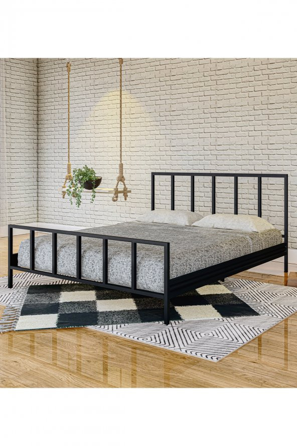 Metalia Gm 212 Vintage Çift Kişilik Metal Karyola Siyah 140X190 ürün görseli 1