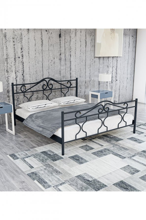 Metalia Gm 301 Gold Çift Kişilik Metal Karyola  Siyah 150X200 ürün görseli 1