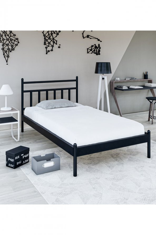 Metalia Gm 230 Lima Tek Kişilik Karyola Siyah 90X190 ürün görseli 1