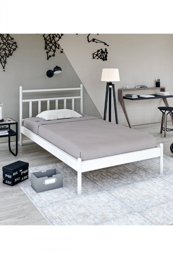 Metalia Gm 230 Lima Tek Kişilik Karyola Beyaz 90X190 ürün görseli 1