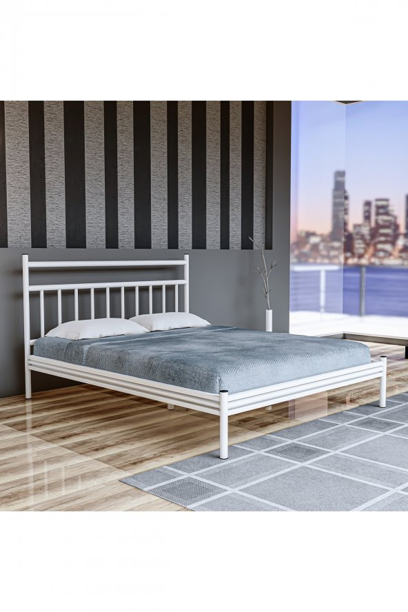 Metalia Gm 224 Lima Çift Kişilik Metal Karyola Beyaz 160X200 ürün görseli 1