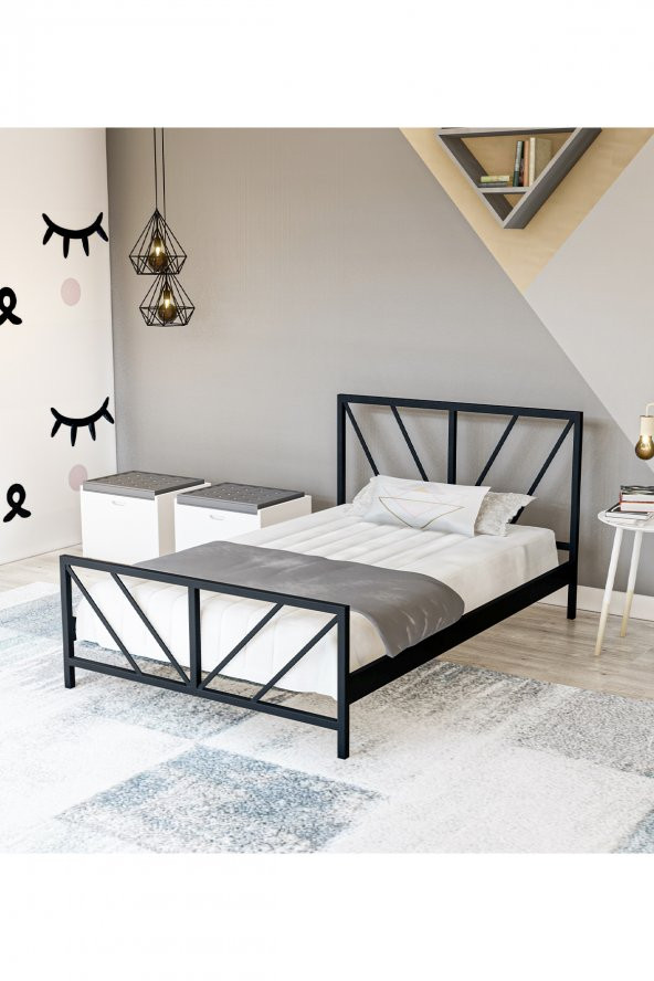 Metalia Gm 228 Gözde Siyah Tek Kişilik Karyola 90X190 ürün görseli 1