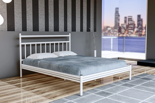 Metalia Gm 224 Lima Çift Kişilik Metal Karyola Beyaz 150X200 ürün görseli 1