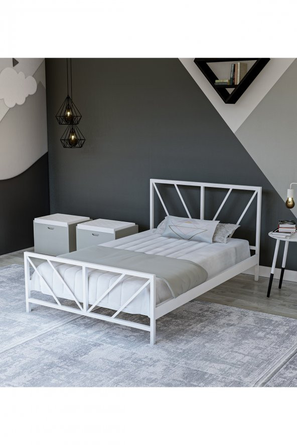 Metalia Gm 228 Gözde Beyaz Tek Kişilik Karyola 90X190 ürün görseli 1
