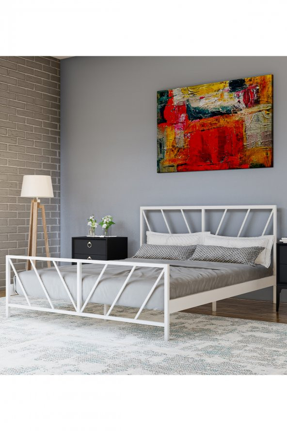 Metalia Gm 227 Gözde Beyaz Çift Kişilik Karyola 140X190 ürün görseli 1