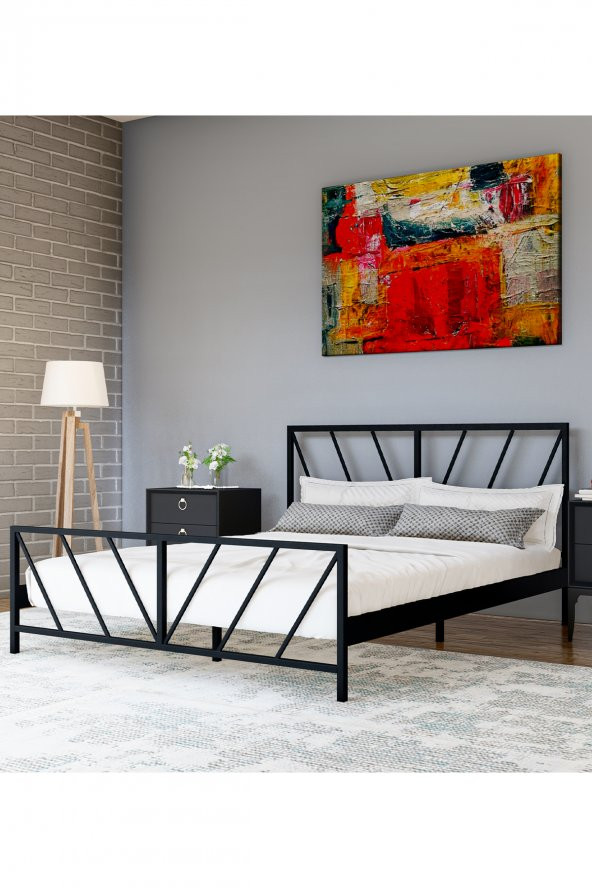 Metalia Gm 227 Gözde Siyah Çift Kişilik Karyola 160X200 ürün görseli 1