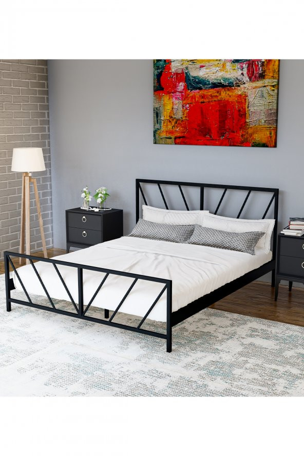 Metalia Gm 227 Gözde Siyah Çift Kişilik Karyola 140X190 ürün görseli 1