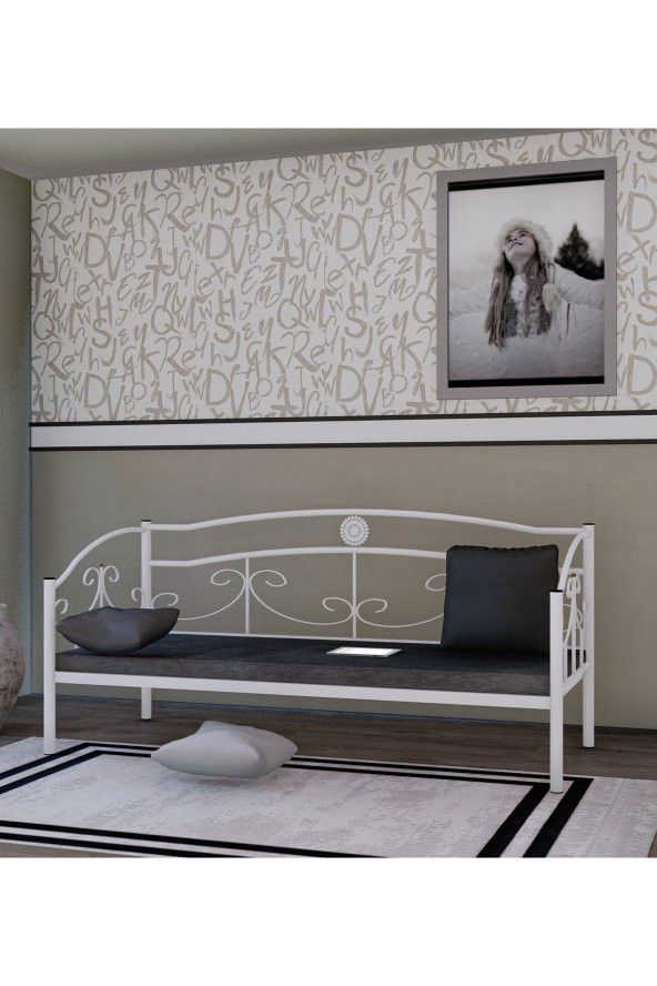 Metalia Gm 400 Delüx Minderli Ferforje Sedir Beyaz ürün görseli 1