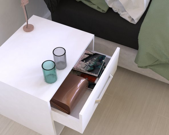 Metalia Gm 026 Beyaz Tek Çekmeceli Komidin ürün görseli 1