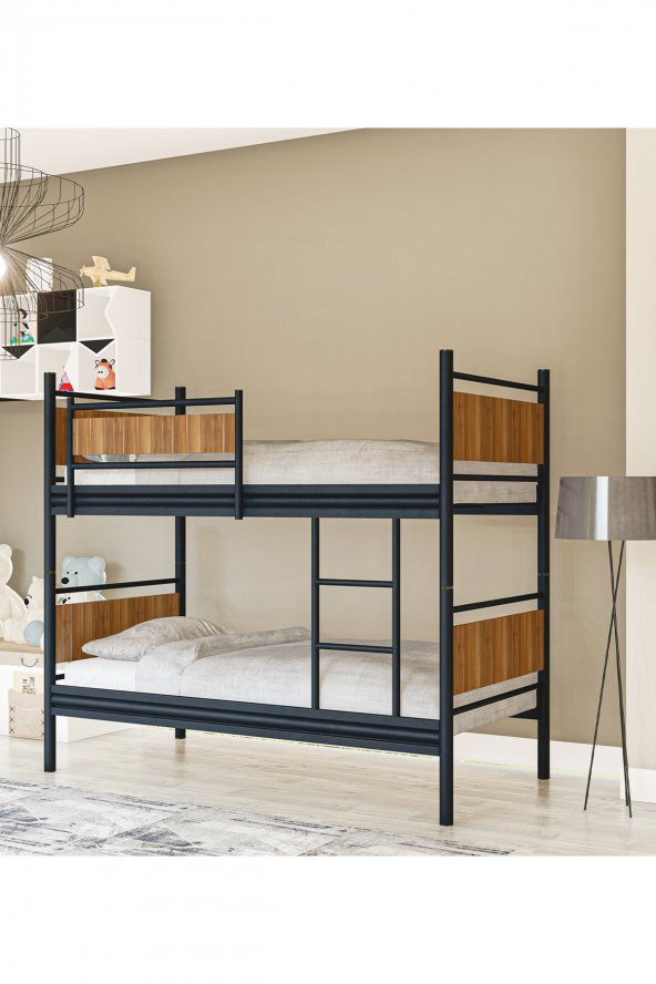 Metalia Gm 128 Star Ahşap Metal Ranza Siyah-Ceviz ürün görseli 1