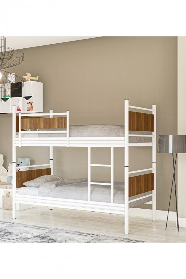 Metalia Gm 128 Star Ahşap Metal Ranza Beyaz-Ceviz ürün görseli 1