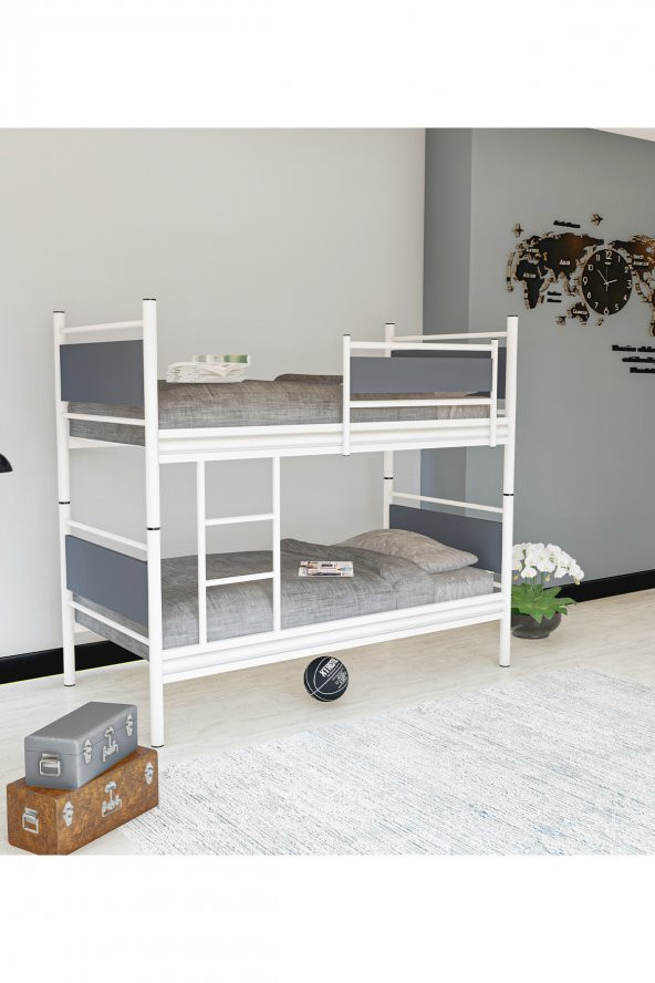 Metalia Gm 128 Star Ahşap Metal Ranza Beyaz-Antrasit Gri ürün görseli 1